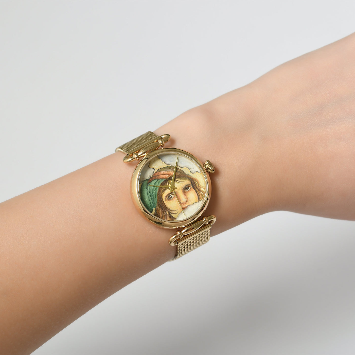 Acryl Hand Gemalte Frauen Gesicht Uhr