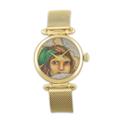 Acryl Hand Gemalte Frauen Gesicht Uhr