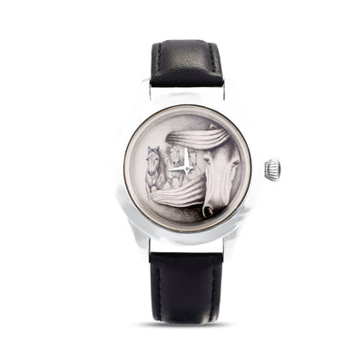 Black and White Horse Clock
