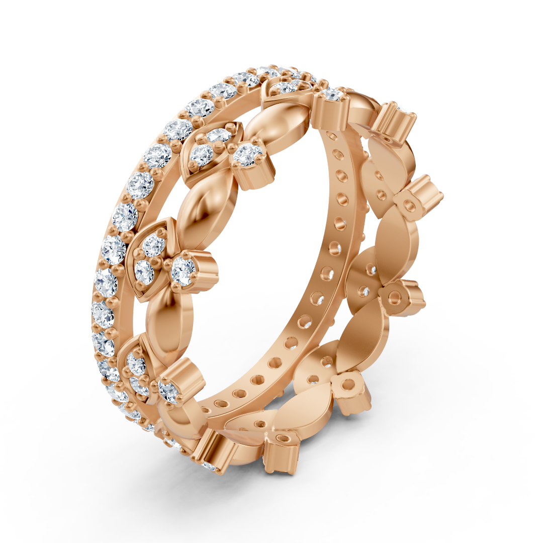 14 Karat Rosegold Diamant Ewigkeitsring - Funkelnder Memoire Ring für Damen