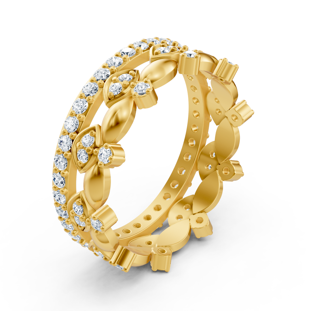 14 Karat Gelbgold Diamant Ewigkeitsring - Funkelnder Memoire Ring für Damen