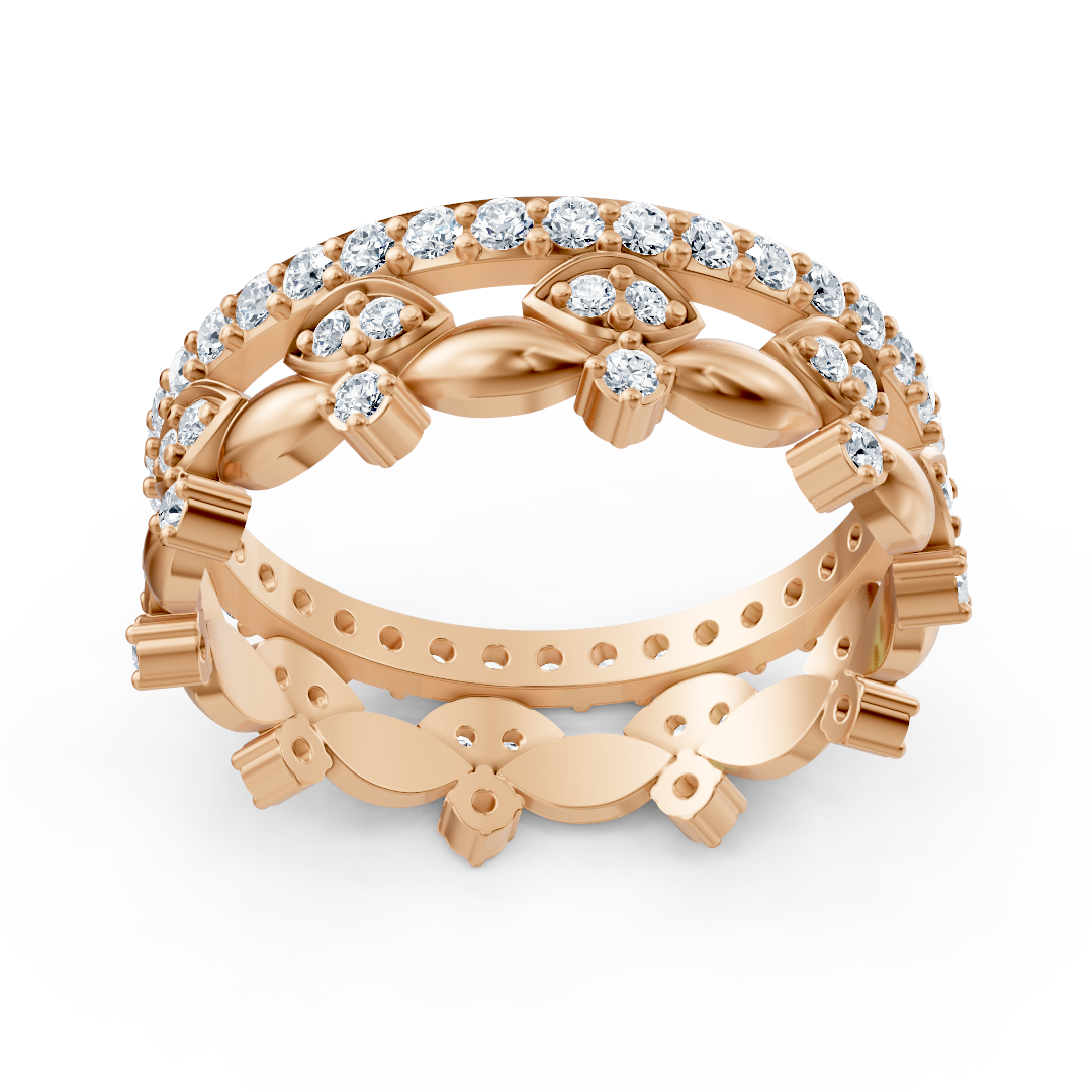 14 Karat Rosegold Diamant Ewigkeitsring - Funkelnder Memoire Ring für Damen