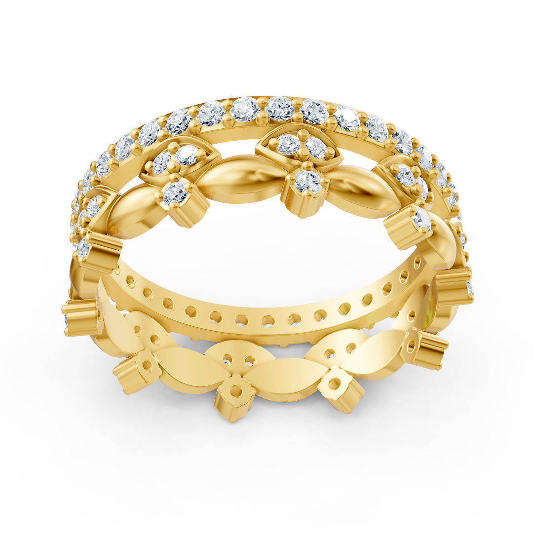 14 Karat Gelbgold Diamant Ewigkeitsring - Funkelnder Memoire Ring für Damen