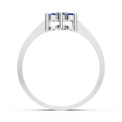 Eleganter Weißgoldring mit Saphiren und Diamanten
