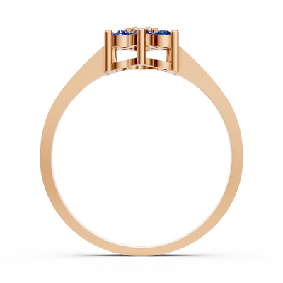 Elegant rose gold ring with sapphires and diamonds