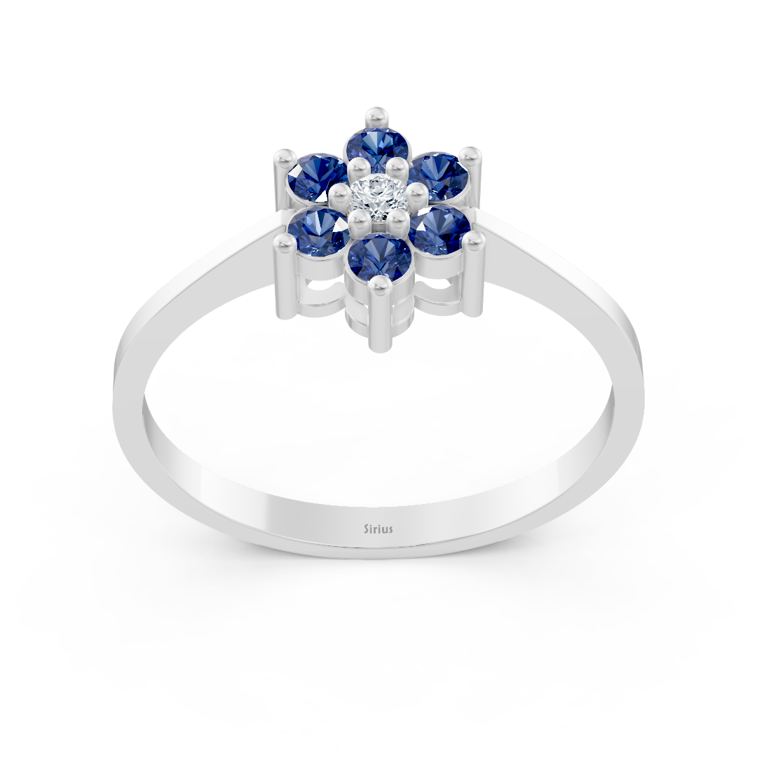 Eleganter Weißgoldring mit Saphiren und Diamanten