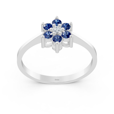 Eleganter Weißgoldring mit Saphiren und Diamanten