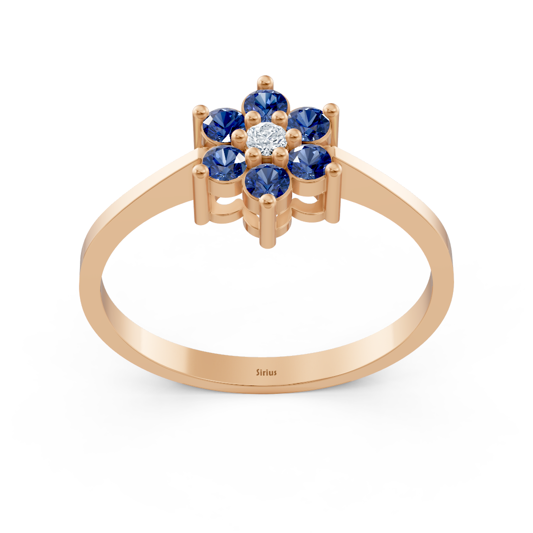 Elegant rose gold ring with sapphires and diamonds