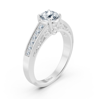 Birgie Weissgold Kanalgefasster Diamantring mit Rundschliff