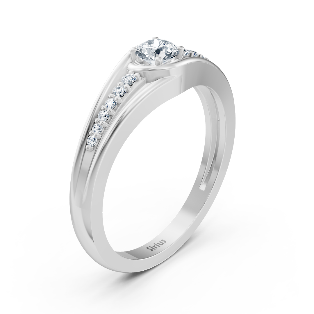 0.30 Karat Diamant Akzentring in Weißgold mit Seitendiamanten
