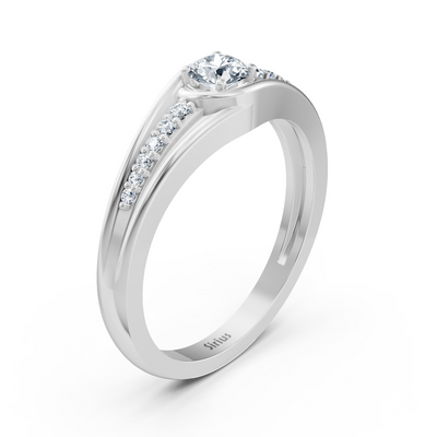 0.30 Karat Diamant Akzentring in Weißgold mit Seitendiamanten