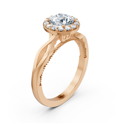 1.00 Karat Halo Solitär Diamant Verlobungsring in Roségold