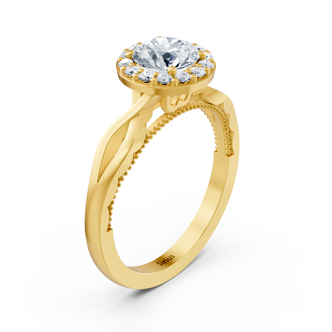 1.00 Karat Halo Solitär Diamant Verlobungsring in Gelbgold