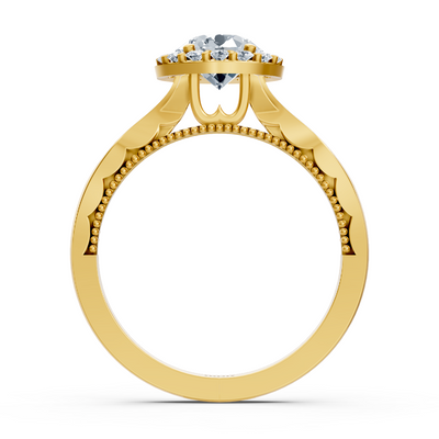1.00 Karat Halo Solitär Diamant Verlobungsring in Gelbgold