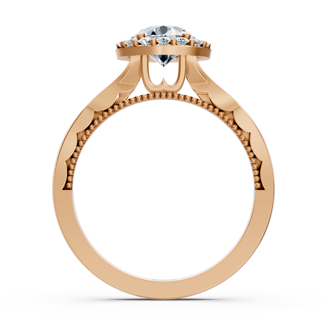 1.00 Karat Halo Solitär Diamant Verlobungsring in Roségold