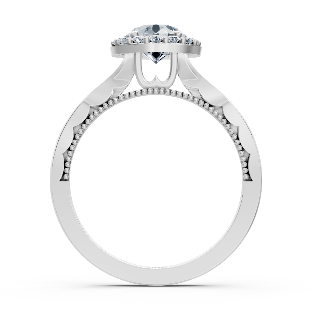 1.00 Carat Halo Solitaire Diamond Engagement Ring in White Gold