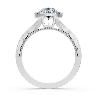 1.00 Carat Halo Solitaire Diamond Engagement Ring in White Gold