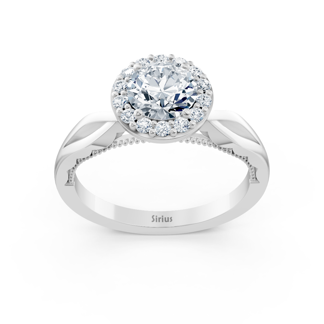 1.00 Carat Halo Solitaire Diamond Engagement Ring in White Gold
