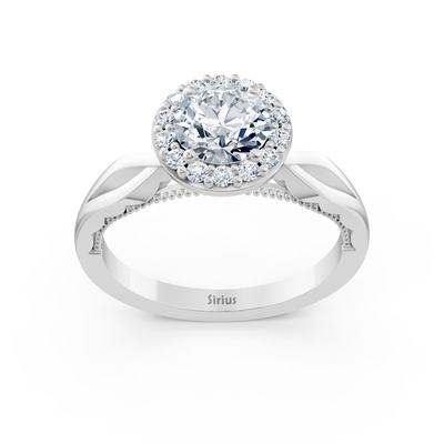 1.00 Carat Halo Solitaire Diamond Engagement Ring in White Gold