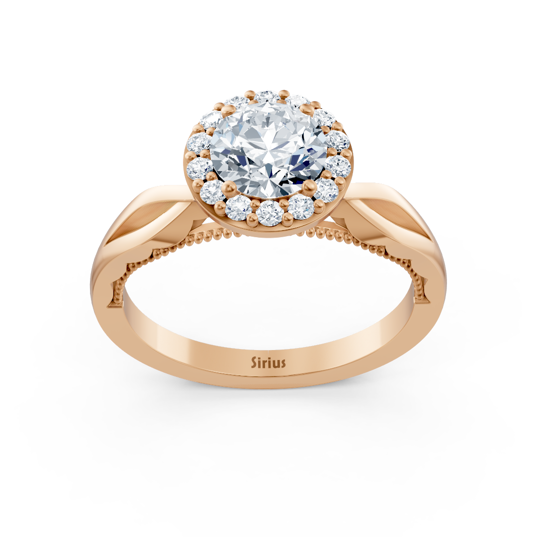 1.00 Karat Halo Solitär Diamant Verlobungsring in Roségold