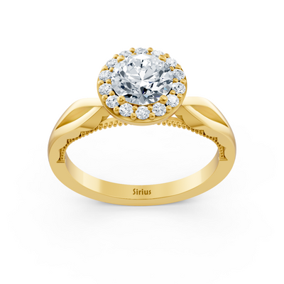 1.00 Karat Halo Solitär Diamant Verlobungsring in Gelbgold