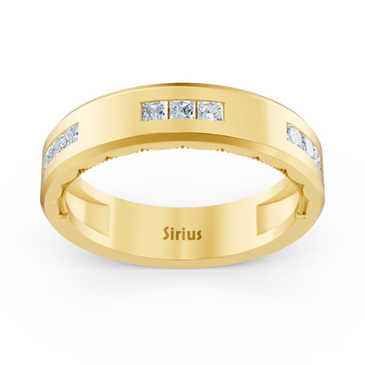 0.27 Karat Prinzessschliff Diamant Herren Bandring in Gelbgold