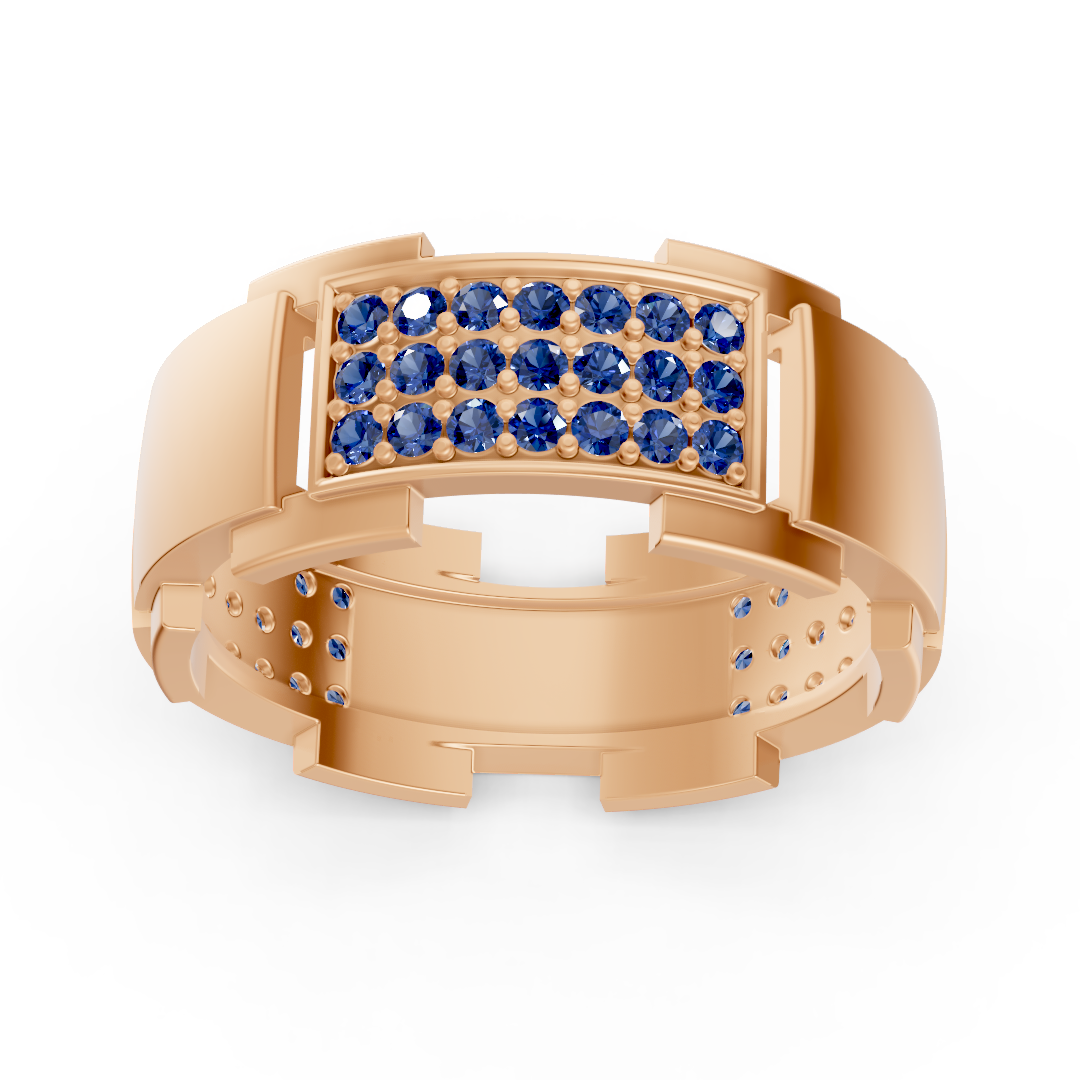 14 Karat Rose Gold Design Trauring mit Diamanten - Sapphire