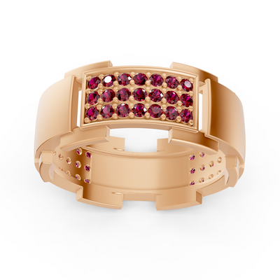 14 Karat Rose Gold Design Trauring mit Diamaten - Ruby