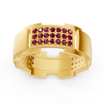 14 Karat Gelb Gold Design Trauring mit Diamaten - Ruby