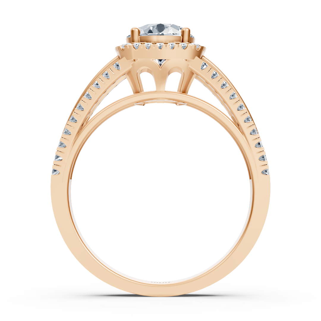 Zarter Halo Diamant Verlobungsring aus 14 Karat Roségold