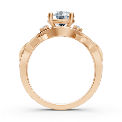 Rose gold diamond engagement ring "Romantic Leaves"