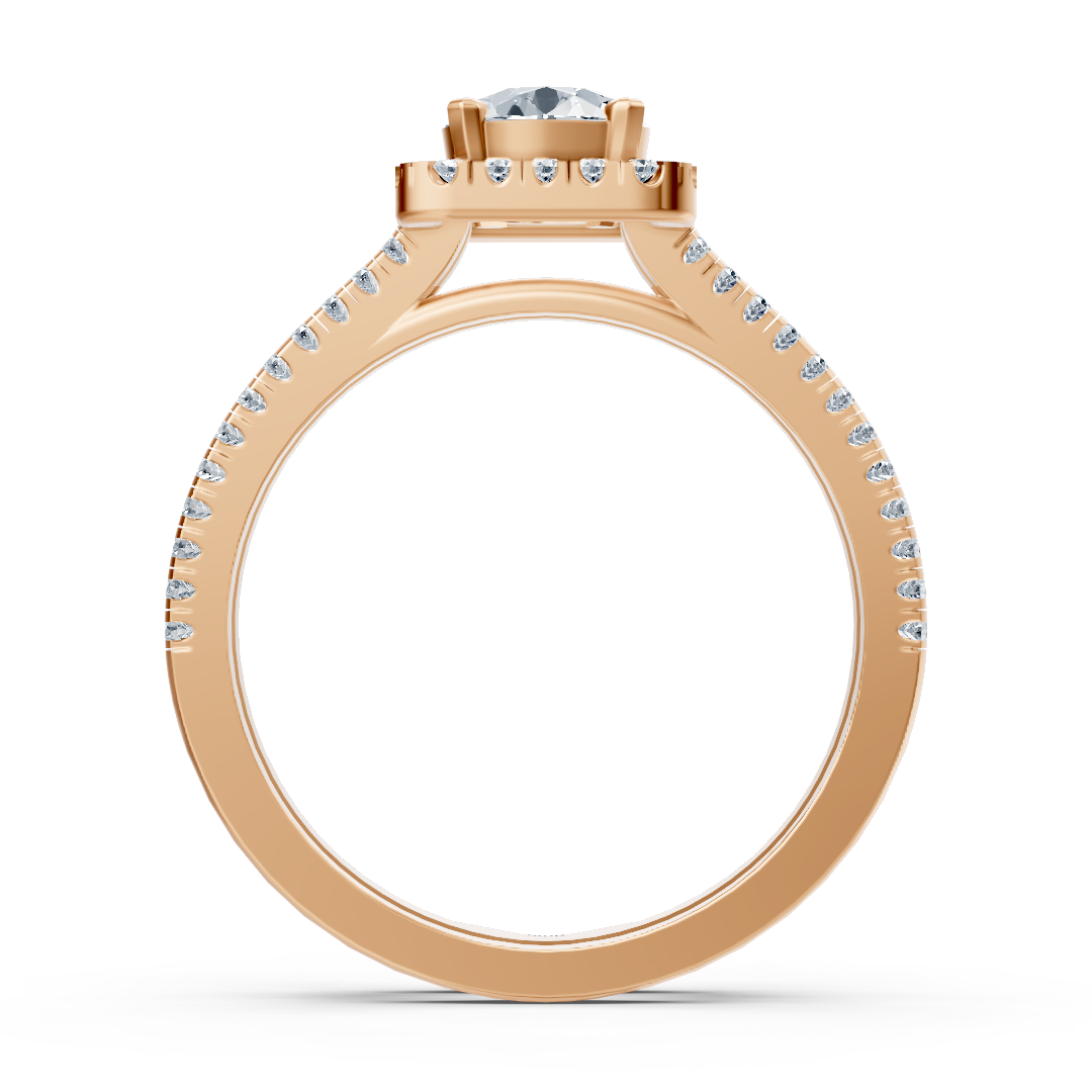 Roségold Diamant Halo Ring