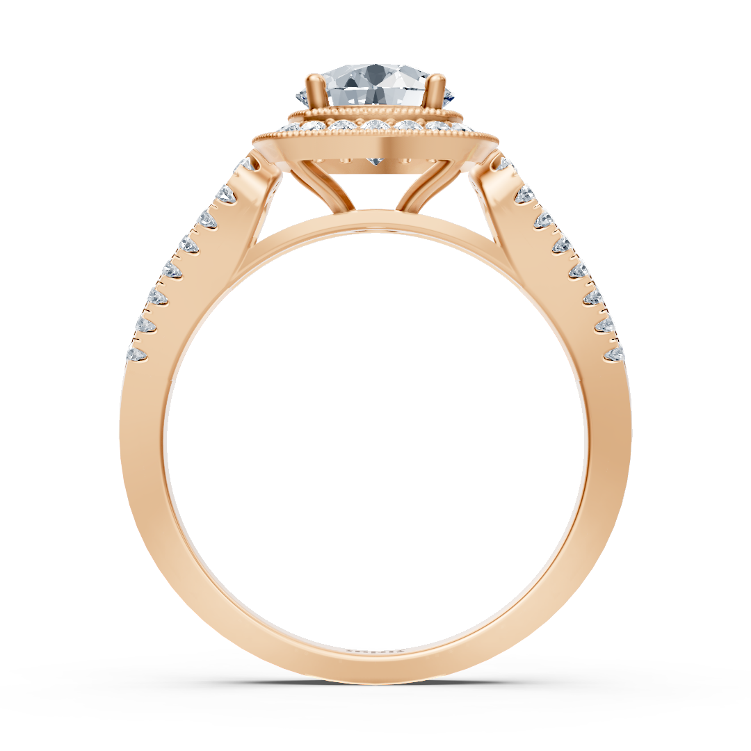 Doppel Halo Diamant Verlobungsring aus 14 Karat Roségold