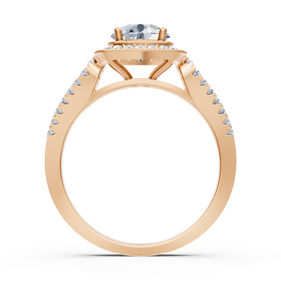 Doppel Halo Diamant Verlobungsring aus 14 Karat Roségold