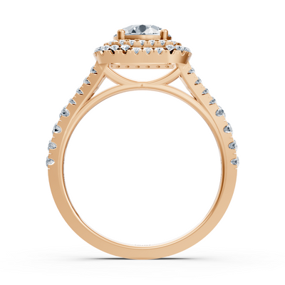 14k rose gold double halo diamond engagement ring