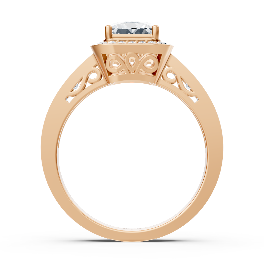 Prinzess Diamant Halo Ring 14K Roségold