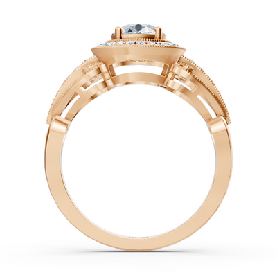 Vintage Verlobungsring mit Diamanten in 14K Roségold