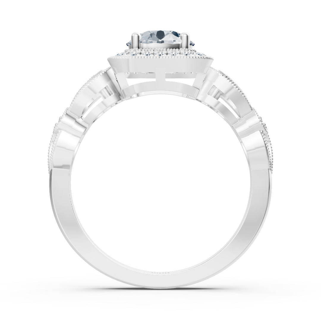 Vintage Elegance 14 Karat Weissgold Diamantring