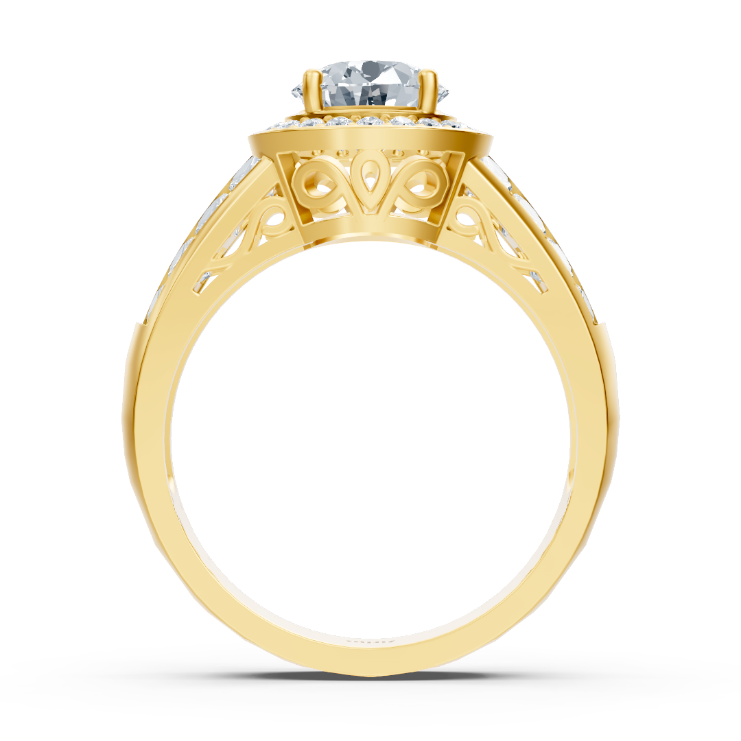14 Karat Gelbgold Solitär Diamant Verlobungsring mit Akzentsteinen