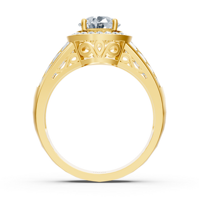 14 Karat Gelbgold Solitär Diamant Verlobungsring mit Akzentsteinen