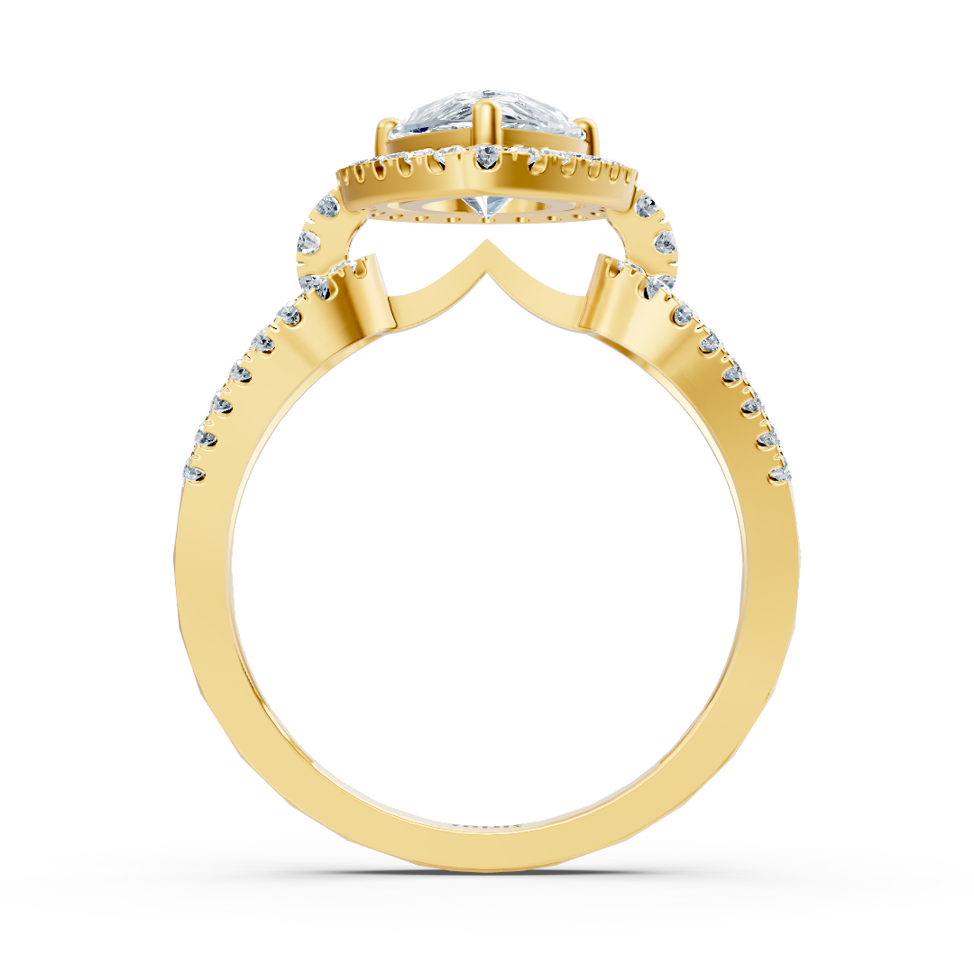 Majestic Pear 14k Yellow Gold Marquise Diamond Ring