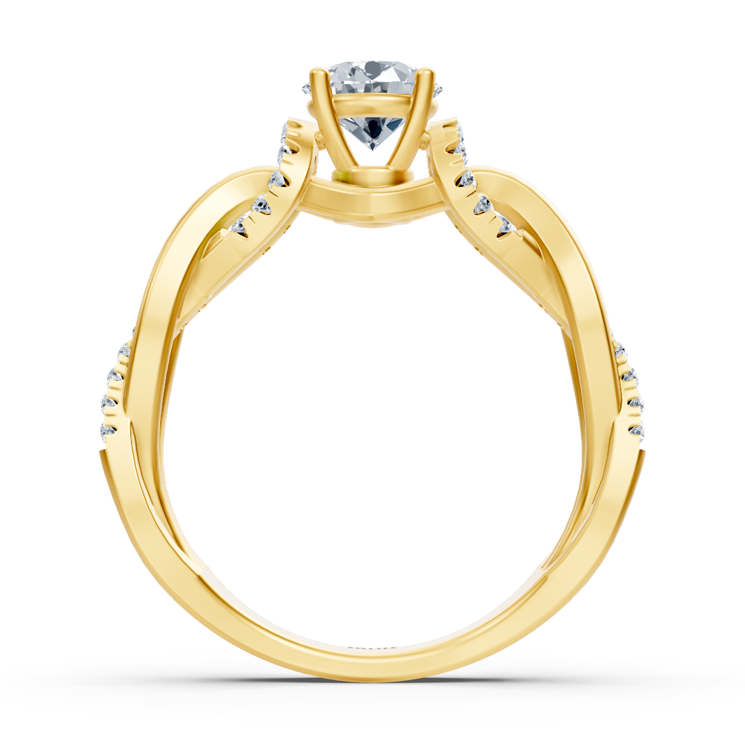 Yellow gold diamond engagement ring "Intertwined Path"