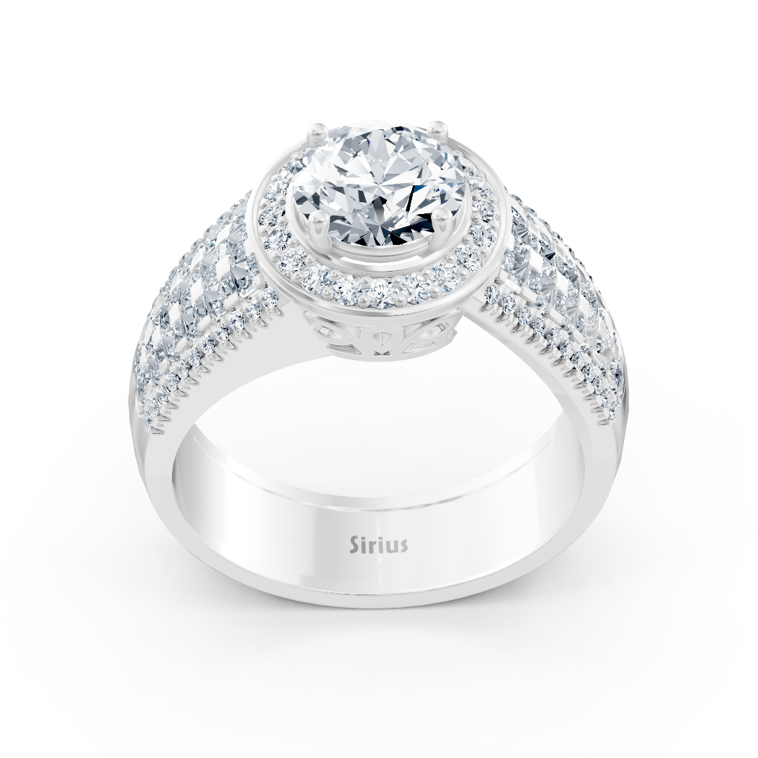 Triple Layer Diamond Ring 14K White Gold