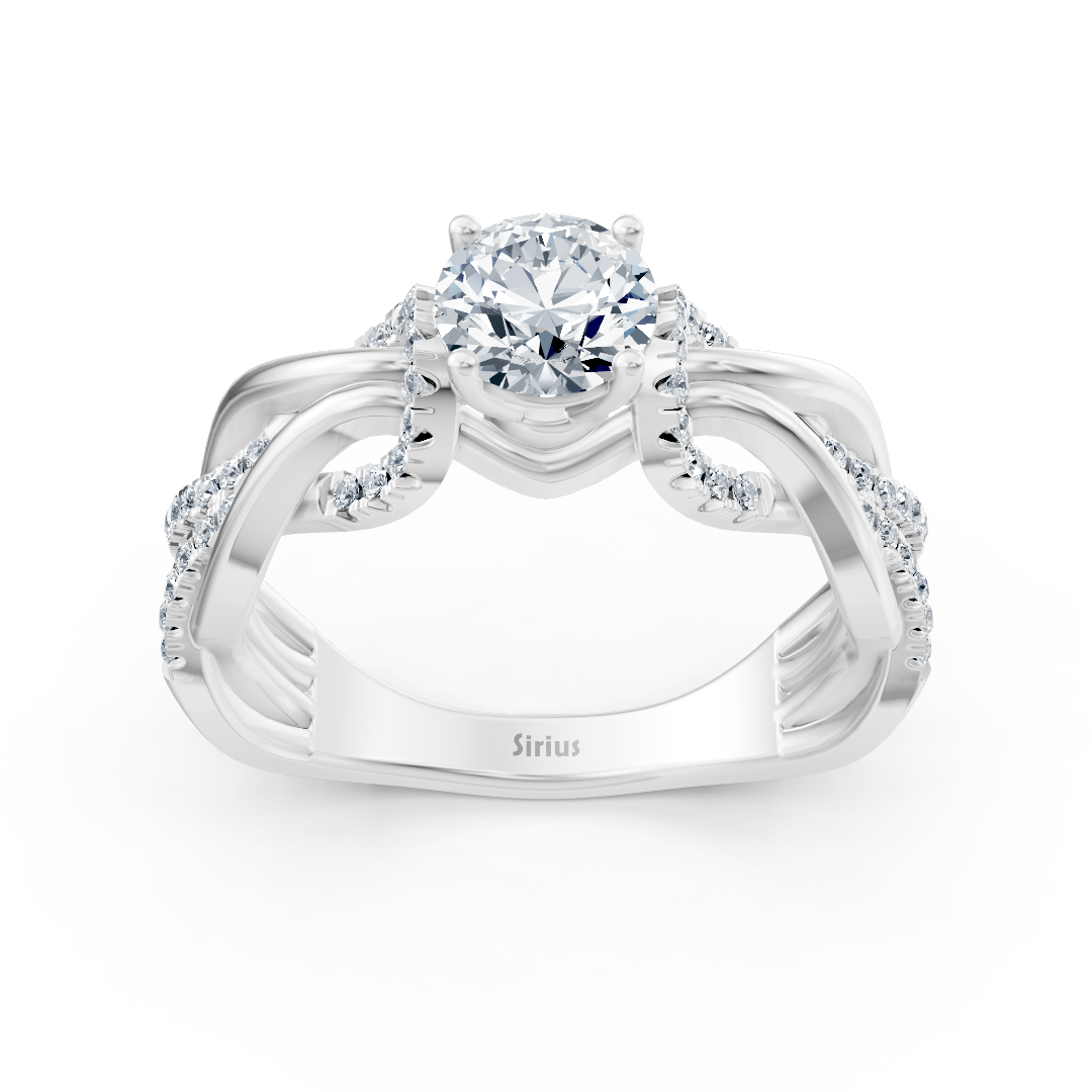 White gold diamond engagement ring "Intertwined Path"