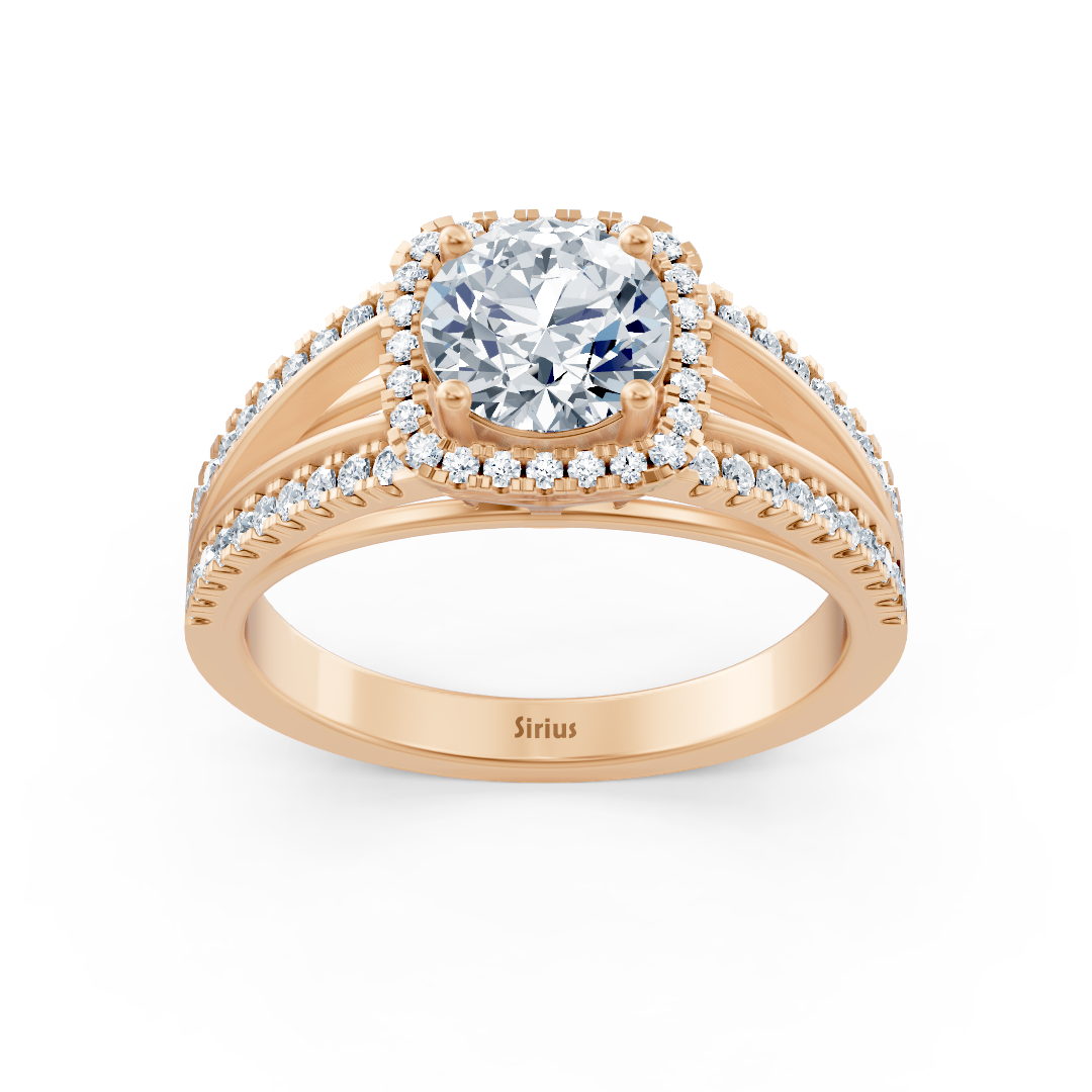 Zarter Halo Diamant Verlobungsring aus 14 Karat Roségold