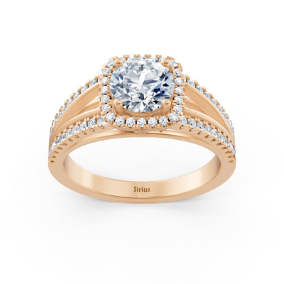 Zarter Halo Diamant Verlobungsring aus 14 Karat Roségold