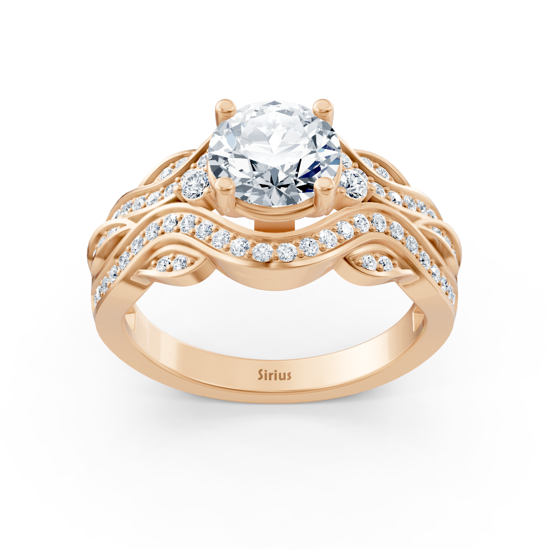 Rose gold diamond engagement ring "Romantic Leaves"