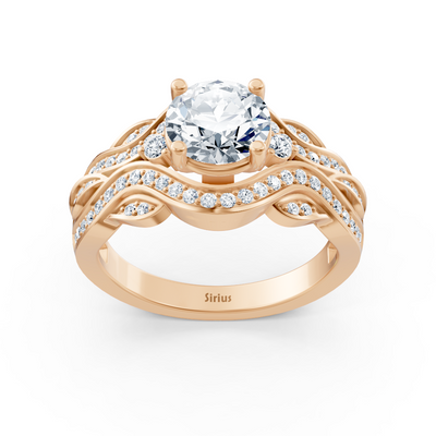 Rose gold diamond engagement ring "Romantic Leaves"