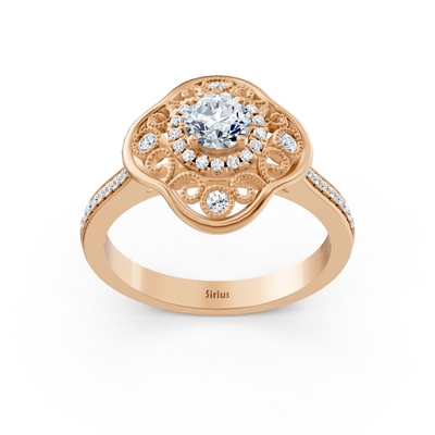 Blooming Brilliance 14 Karat Roségold Blumen Diamantring
