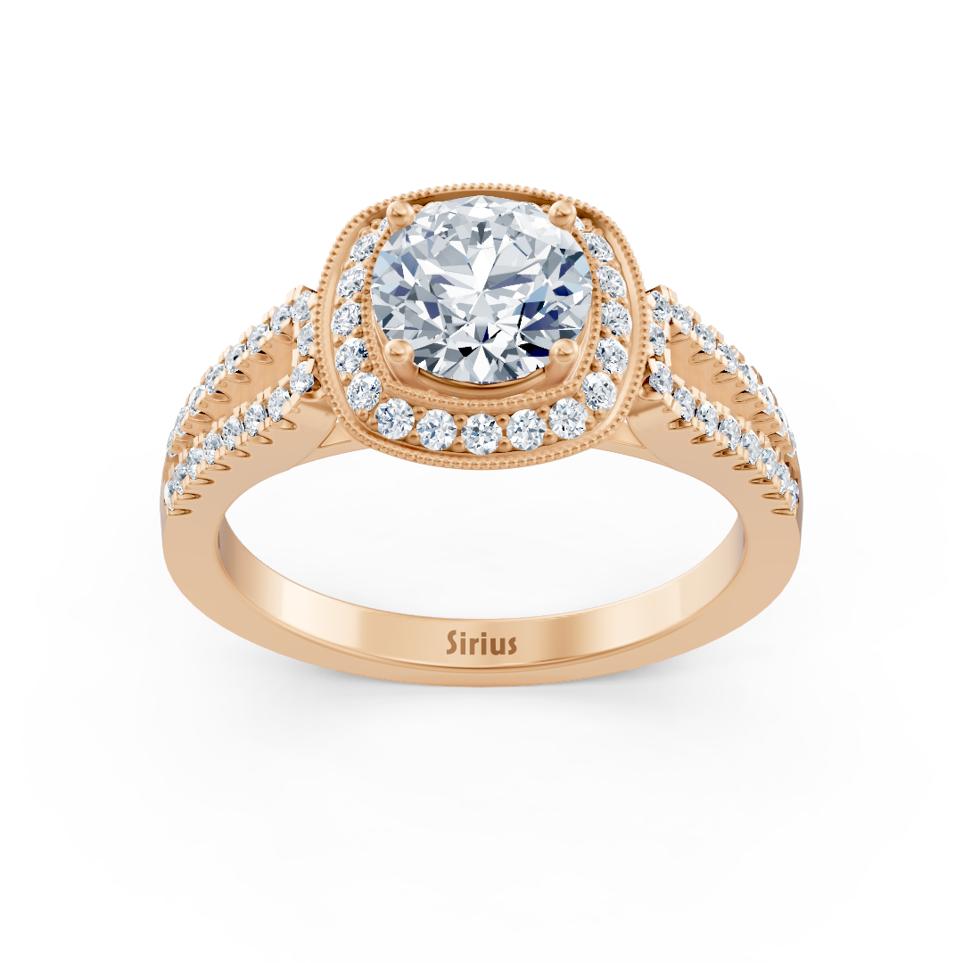 Doppel Halo Diamant Verlobungsring aus 14 Karat Roségold